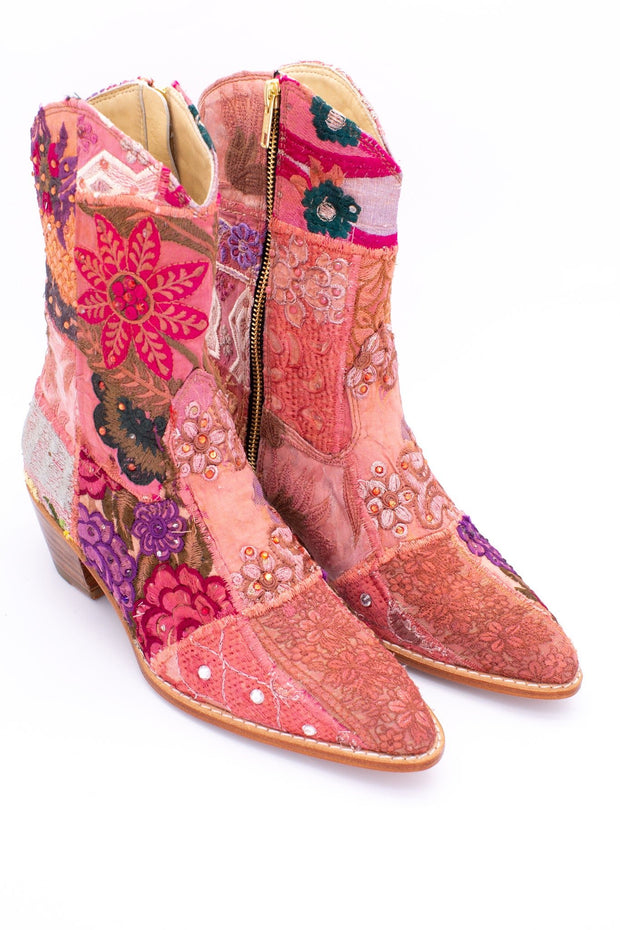 SUNNY DAYS BOOTS EMBROIDERED PATCHWORK - sustainably made MOMO NEW YORK sustainable clothing, boots slow fashion