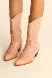 THAI TRADITIONAL FABRIC WESTERN BOOTS LEENA - sustainably made MOMO NEW YORK sustainable clothing, resort2023 slow fashion