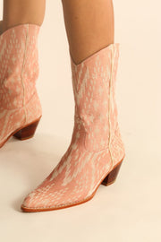 THAI TRADITIONAL FABRIC WESTERN BOOTS LEENA - sustainably made MOMO NEW YORK sustainable clothing, resort2023 slow fashion