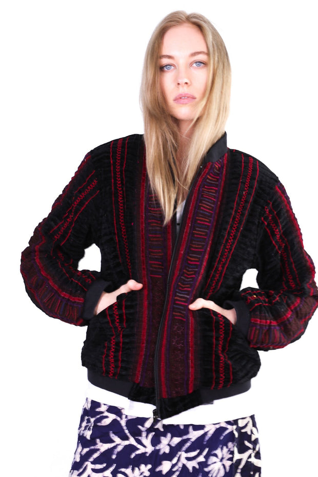 TRIBAL BOMBER JACKET AURORA - sustainably made MOMO NEW YORK sustainable clothing, offer slow fashion