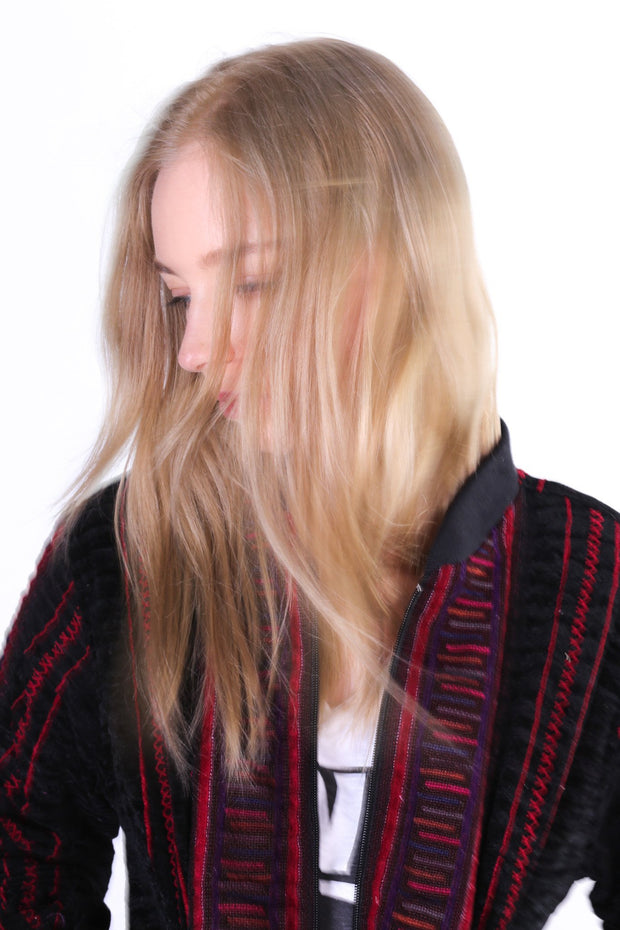 TRIBAL BOMBER JACKET AURORA - sustainably made MOMO NEW YORK sustainable clothing, offer slow fashion