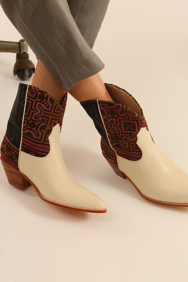 TRIBAL FABRIC SHORT BOOTS IRUS - sustainably made MOMO NEW YORK sustainable clothing, boots slow fashion