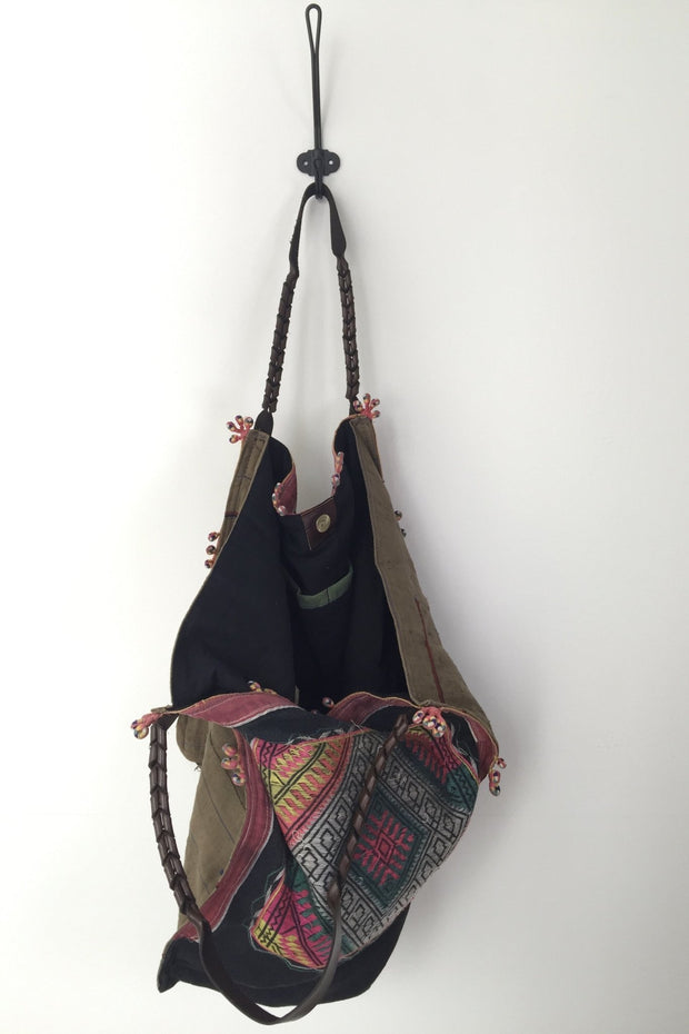 TRIBAL SHOULDER HOBO BAG ISHA - sustainably made MOMO NEW YORK sustainable clothing, samplesale1022 slow fashion