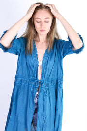 TURQUOISE KAFTAN KIMONO JACKET ELLIE - sustainably made MOMO NEW YORK sustainable clothing, kaftan slow fashion