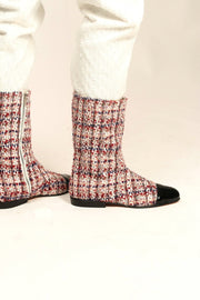 TWEED BOOTS BLACK CAP SOFIA - sustainably made MOMO NEW YORK sustainable clothing, boots slow fashion