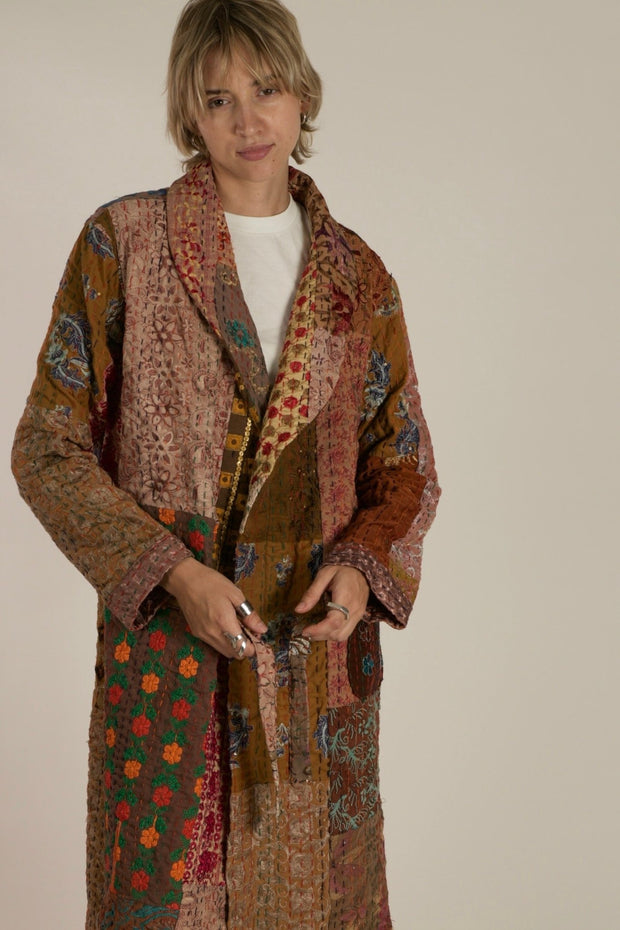 VICTORIA THALIA EMBROIDERE PATCHWORK KIMONO JACKET - sustainably made MOMO NEW YORK sustainable clothing, Jacket slow fashion