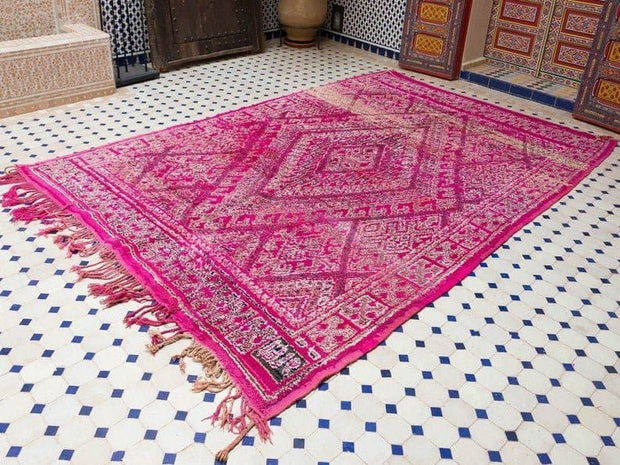 vintage moroccan rug from Beni mguild, berber handmade area rug - sustainably made MOMO NEW YORK sustainable clothing, rug slow fashion