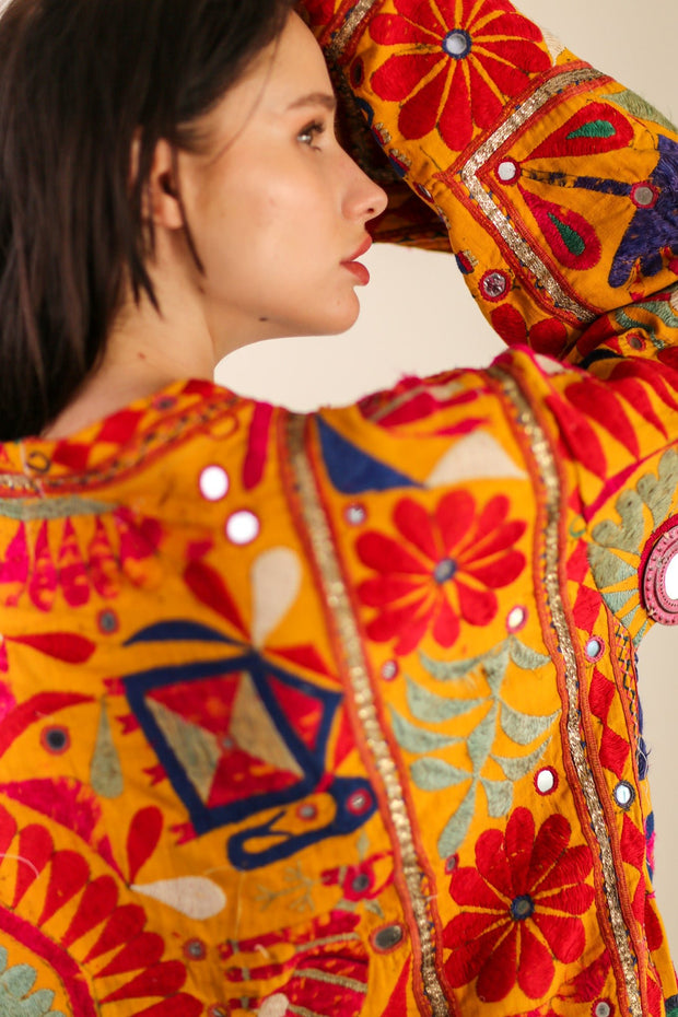 VINTAGE TRIBAL EMBROIDERED KIMONO VISKUS - sustainably made MOMO NEW YORK sustainable clothing, slow fashion