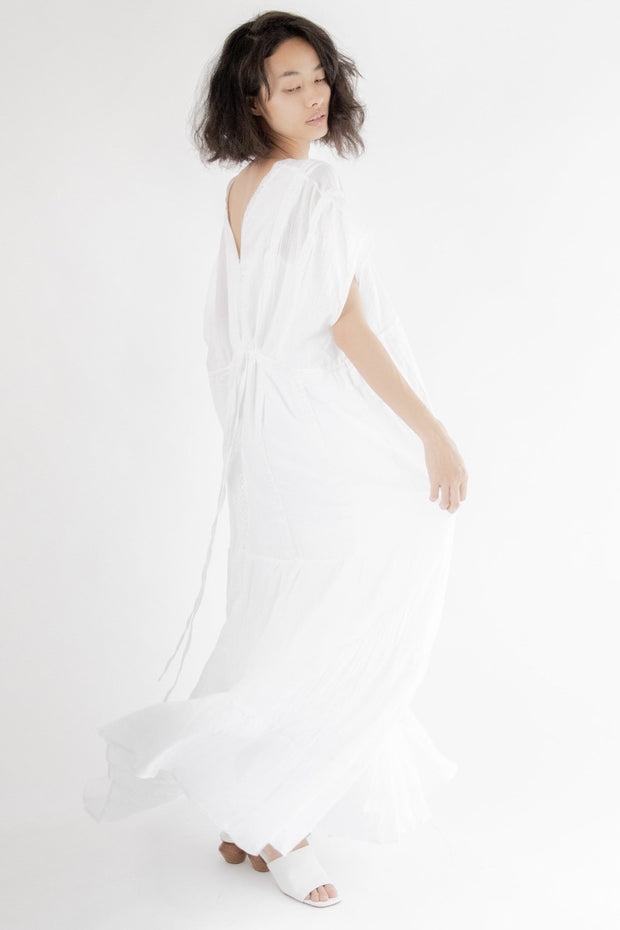 White Muumuu Beach Wedding Dress Winslet - sustainably made MOMO NEW YORK sustainable clothing, kaftan slow fashion