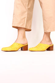 YELLOW HEELED MULES X ANTHROPOLOGIE MARLA - sustainably made MOMO NEW YORK sustainable clothing, mules slow fashion