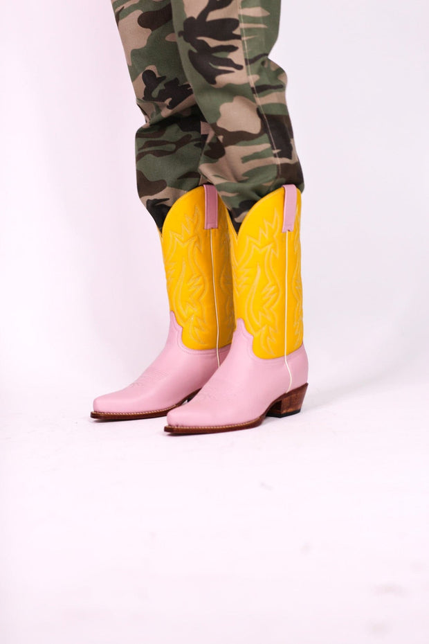 YELLOW PINK BOOTS MARJON - sustainably made MOMO NEW YORK sustainable clothing, boots slow fashion