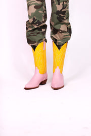 YELLOW PINK BOOTS MARJON - sustainably made MOMO NEW YORK sustainable clothing, boots slow fashion