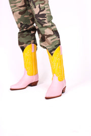 YELLOW PINK BOOTS MARJON - sustainably made MOMO NEW YORK sustainable clothing, boots slow fashion