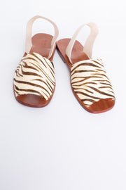 ZEBRA LEATHER SANDAL SLIDES DESSA - sustainably made MOMO NEW YORK sustainable clothing, mules slow fashion