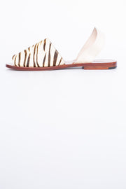 ZEBRA LEATHER SANDAL SLIDES DESSA - sustainably made MOMO NEW YORK sustainable clothing, mules slow fashion